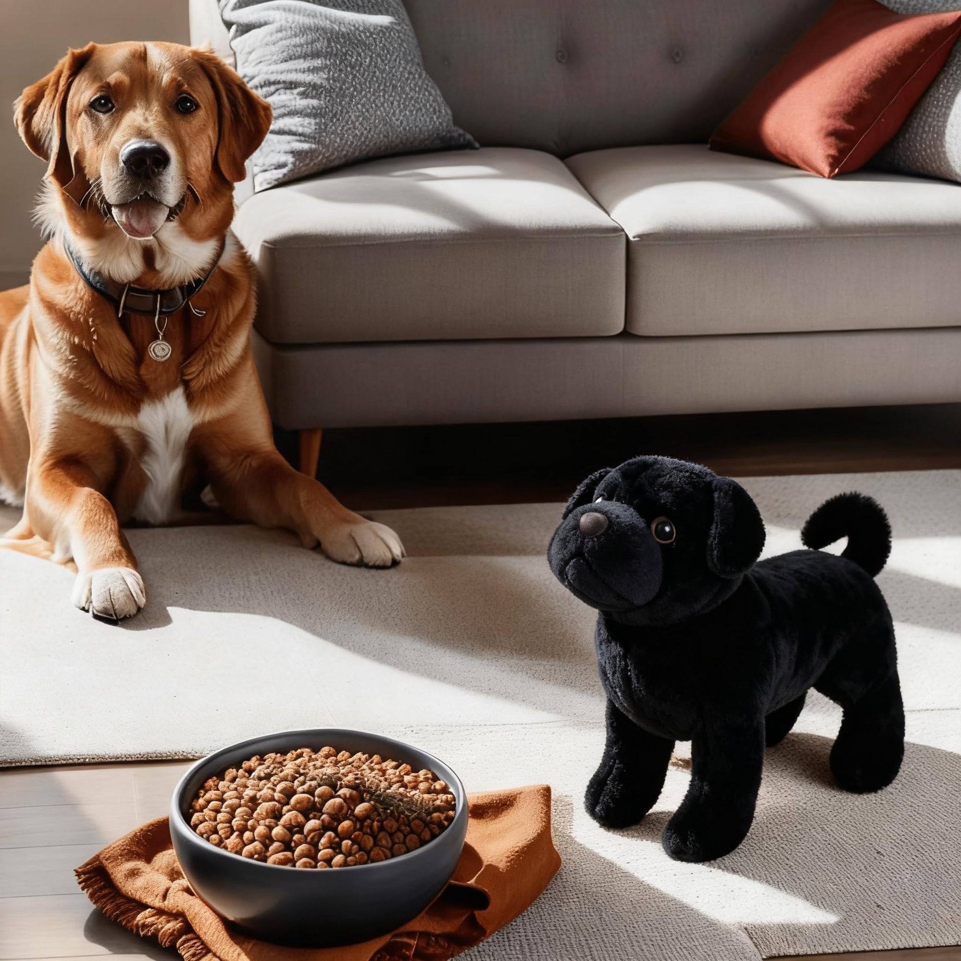 TUKVESZE Black Pug Dog Stuffed Animal, 12 inch Pug Dog Plush Toy Lifelike Dog Stuffed Animals for Girls and Boys Birthday Day, New Year (Black)