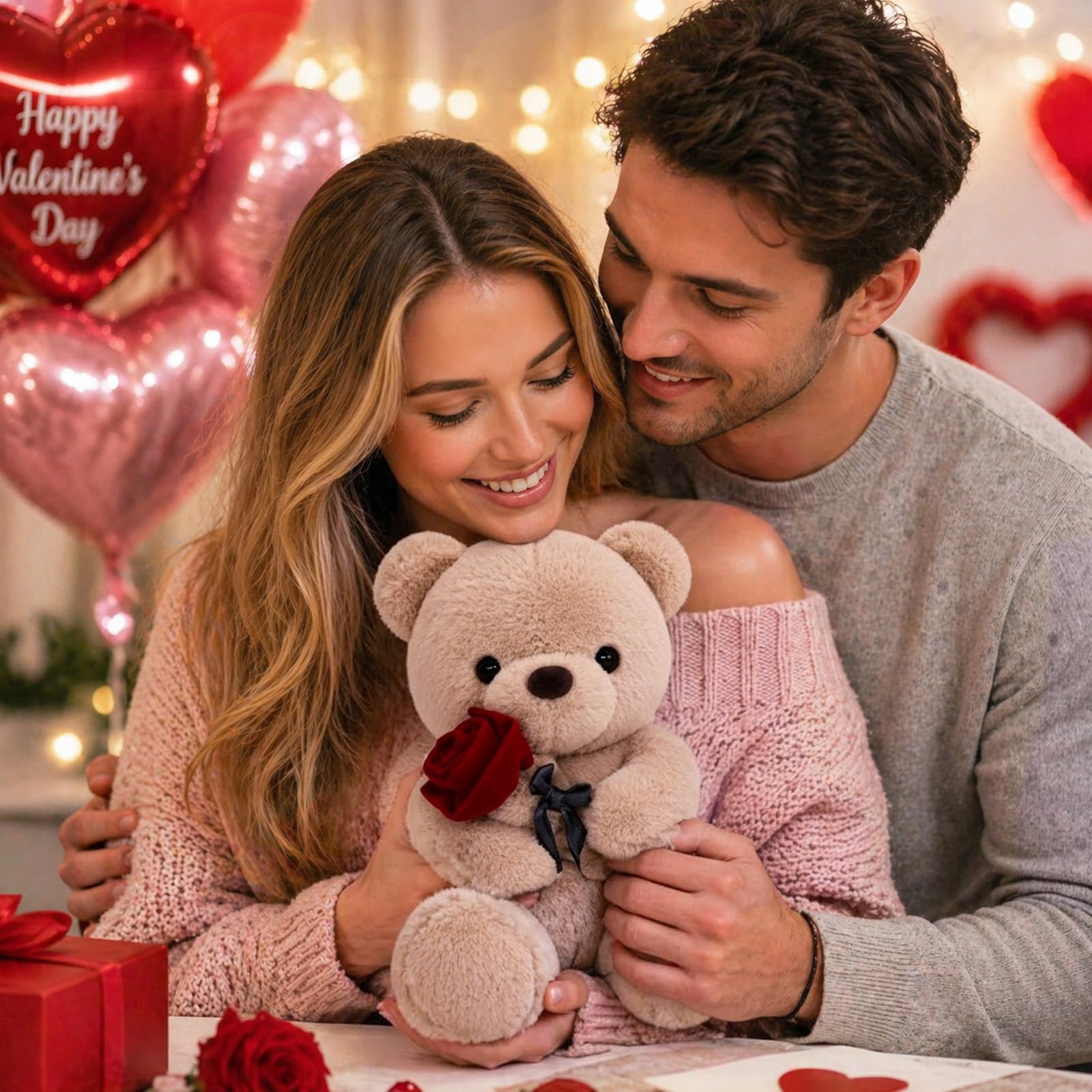 GailiMaiYa Teddy Bear Plush Stuffed Animal Valentines Teddy Bear with Rose,Cute Sweet Bear Great Gift for Your Loved One,Girlfriend Kids Birthday