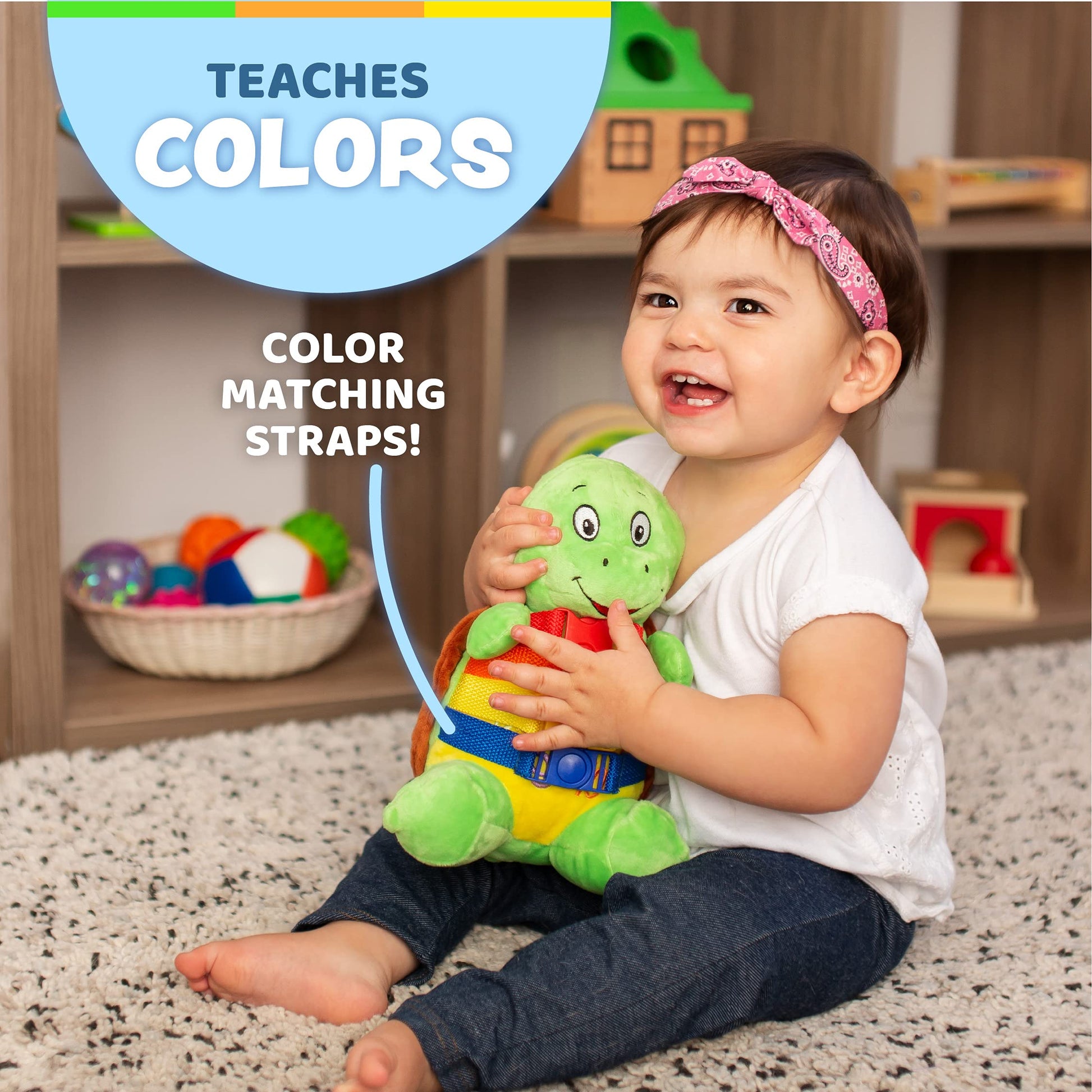 Buckle Toys - Bucky Turtle - Toddler Learning Activity - Develop Motor Skills and Problem Solving - Counting and Color Recognition - Sensory Stuffed