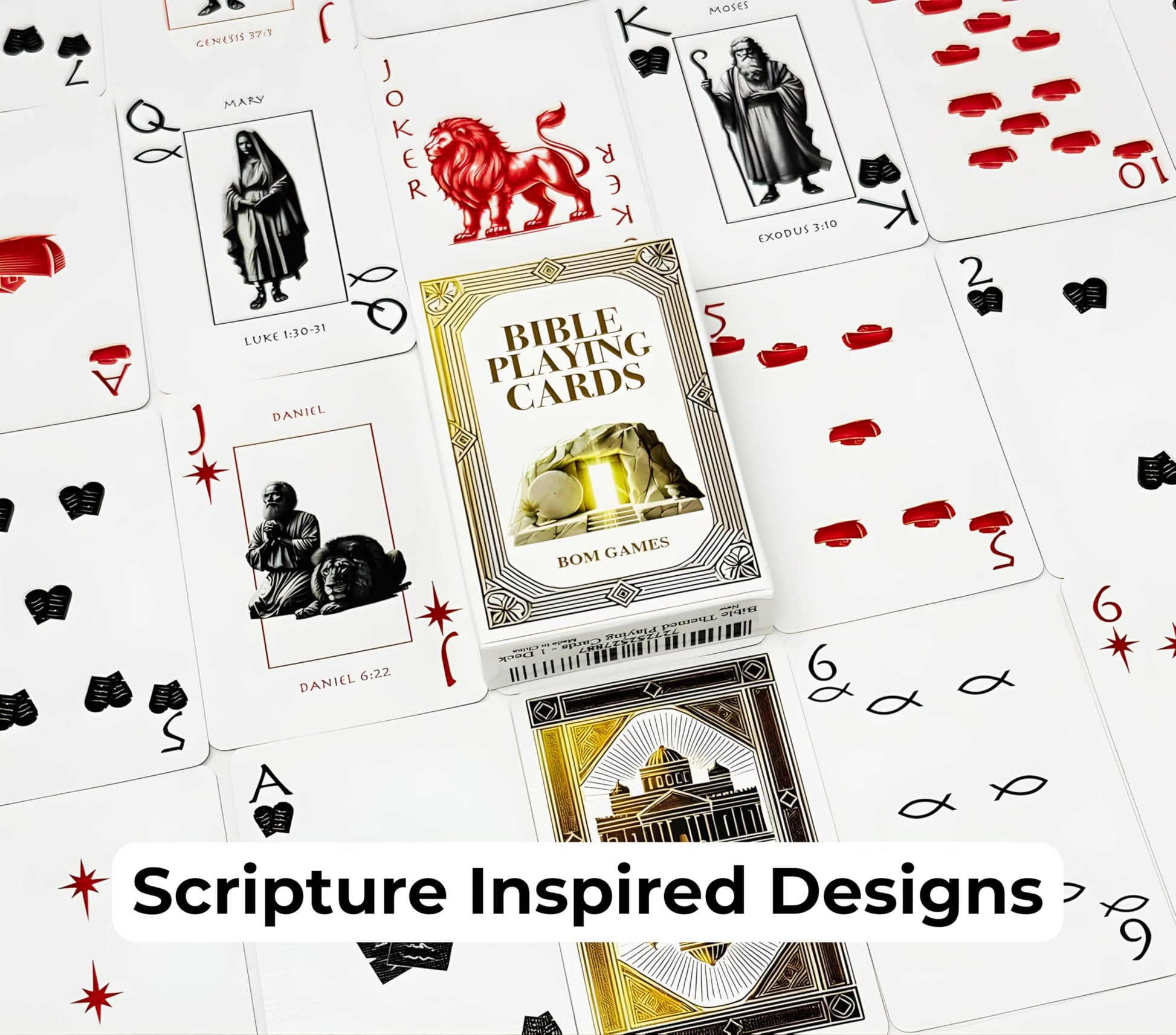bomgames Bible Playing Cards - Christian Gifts | Faith-Based, Easter Basket Filler, Scripture Characters & Unique Suits