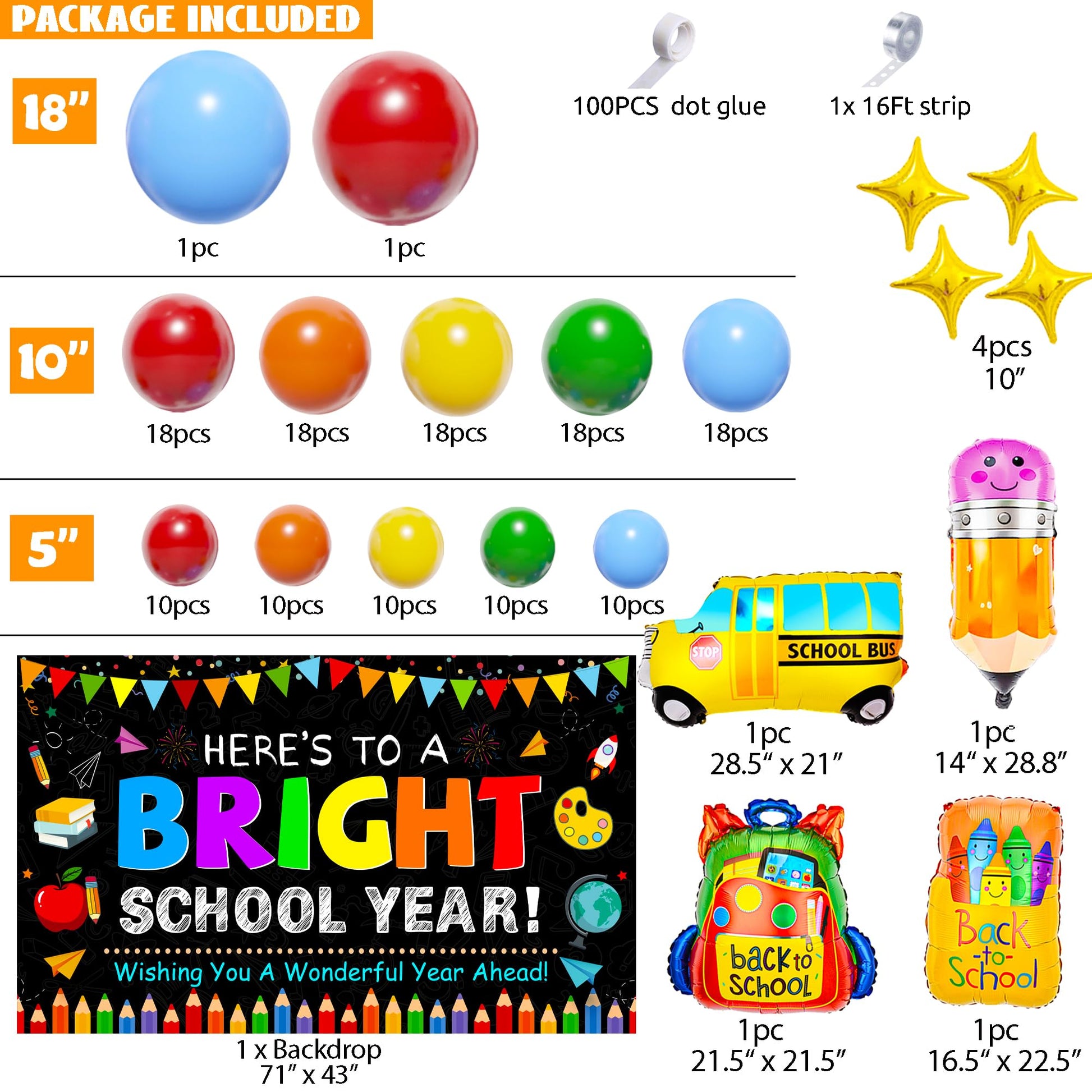 Back to School Decorations,159PCS Back to School Balloon Garland Arch kit with Large Backdrop Banner,First Day of School Decorations,Kindergarten