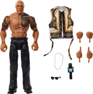 Mattel WWE Elite Action Figure & Accessories, Series #115 6-inch Collectible The Rock with 25 Articulation Points & Swappable Hands (Amazon Exclusive)