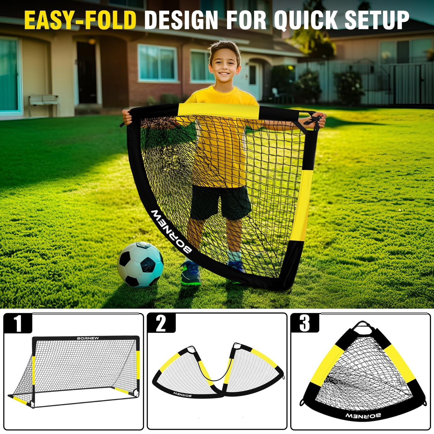 Kids Soccer Goal for Backyard Set - 2 Set of 7X5 / 6X4 ft Soccer Nets