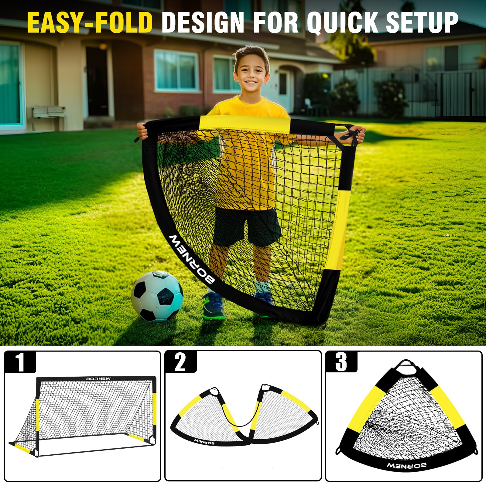Kids Soccer Goal for Backyard Set - 2 Set of 7X5 / 6X4 ft Soccer Nets