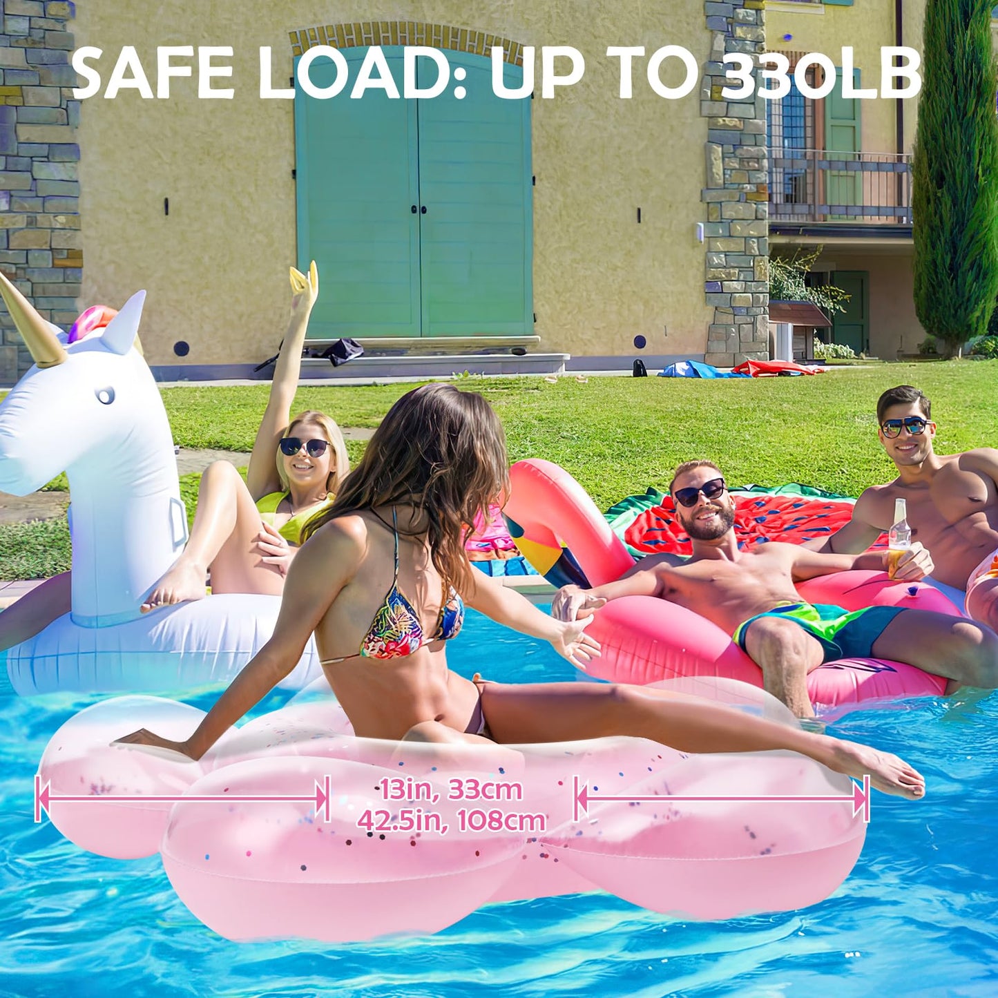 HeySplash Pool Floats, Flower Pool Floaties Light Pink
