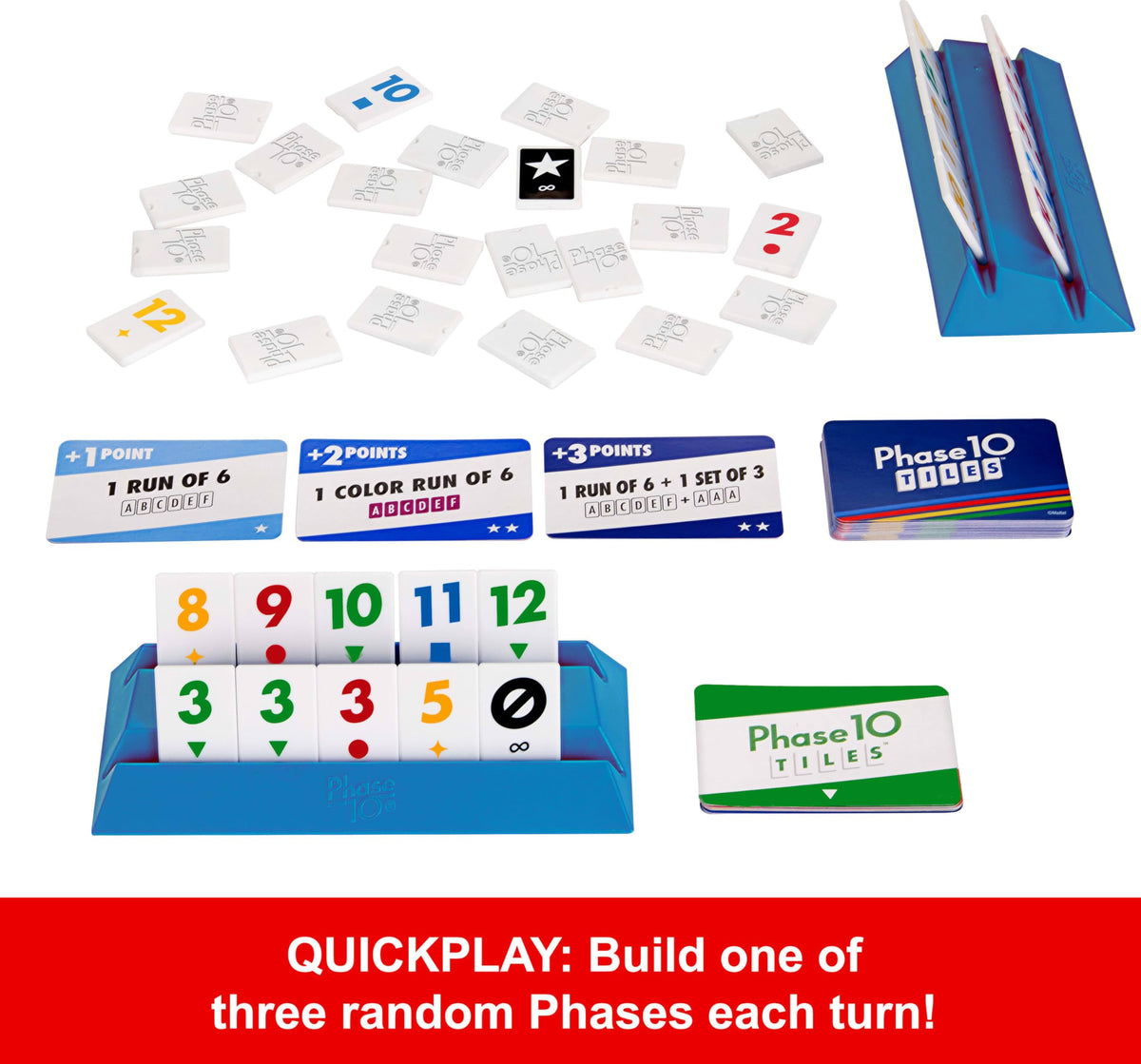 Mattel Games Phase 10 Tiles Game for Ages 7+, 2-4 Players