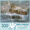Bits and Pieces 300 Piece Puzzles for Adults Mighty Mike's December Run 300 Large Pieces 18" x 24" Jigsaw Puzzles, Steam Train Locomotive Winter