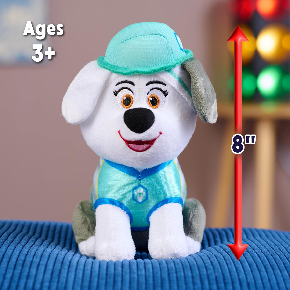 Just Play Disney Junior Pupstruction Luna Small 8-inch Plush, Stuffed Animal, Sheepdog, Soft and Cuddly, Kids Toys for Ages 2 Up