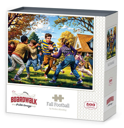 Boardwalk Fall Football 500 Piece Jigsaw Puzzle Backyard Sports Family Puzzles with Premium Box, Gift for Adults and Family 16"x20"