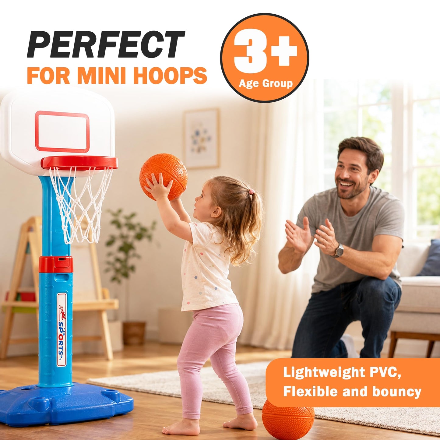 Botabee - Set of 2 Kids Basketball - 6 Inch Mini Rubber Ball for Little Tikes - Toddler Balls for Indoor/Outdoor Play - Ideal Gift Toy for Boys