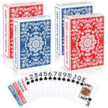 Metsyth Playing Cards 4 Pack, Plastic Playing Cards Waterproof Card, 4 Decks of Cards Bulk Set Poker Size Cards, Jumbo Large Print Playing Card
