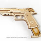 UGEARS Wolf-01 Handgun 3D Wooden Puzzles for Adults - Wooden Model Kits for Adults Rubber Space Band Handguns Mechanical Handgun Models Wood Puzzle