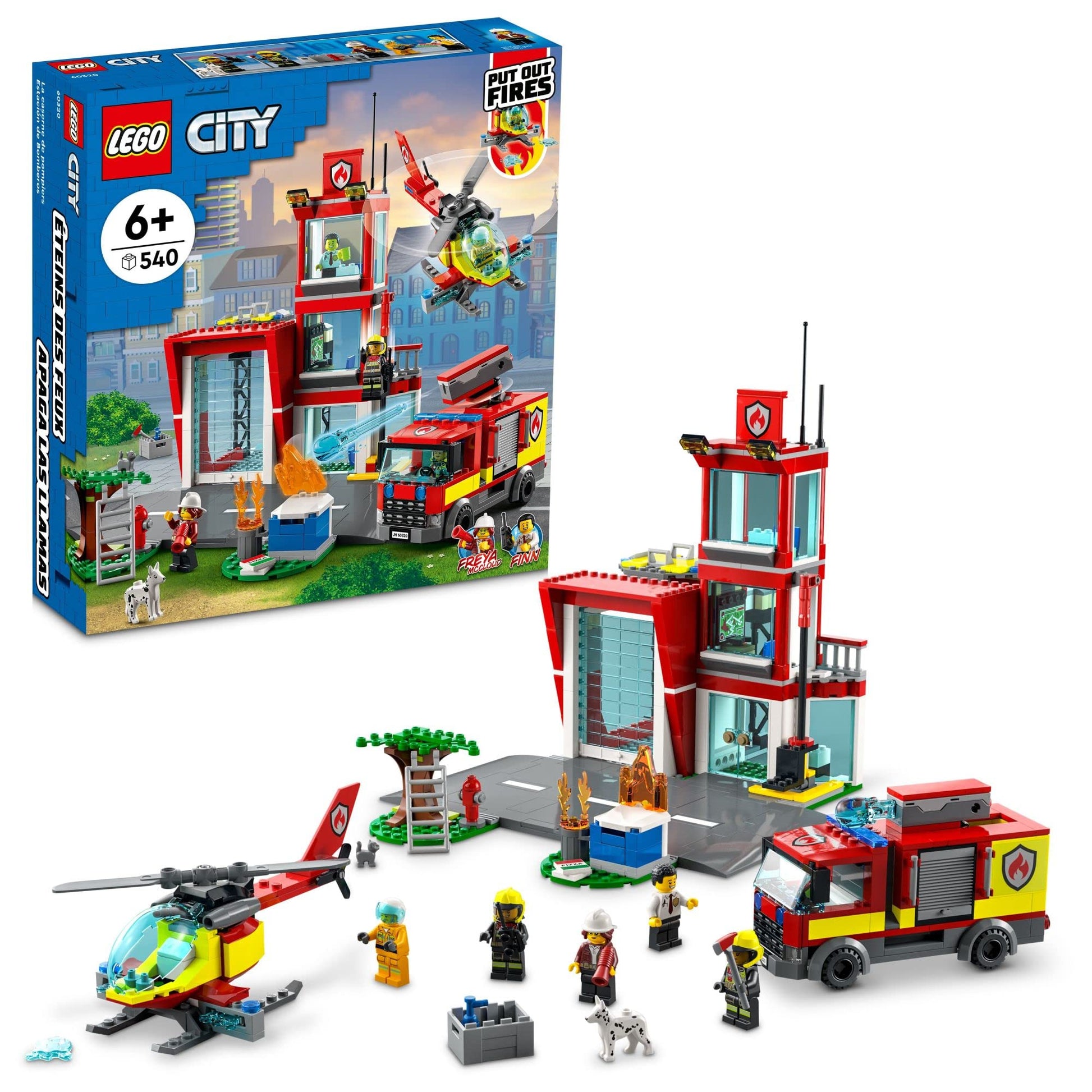 LEGO City Fire Station Set 60320 with Garage, Helicopter & Fire Engine Toys Plus Firefighter Minifigures, Emergency Vehicles Playset, Gifts for Kids