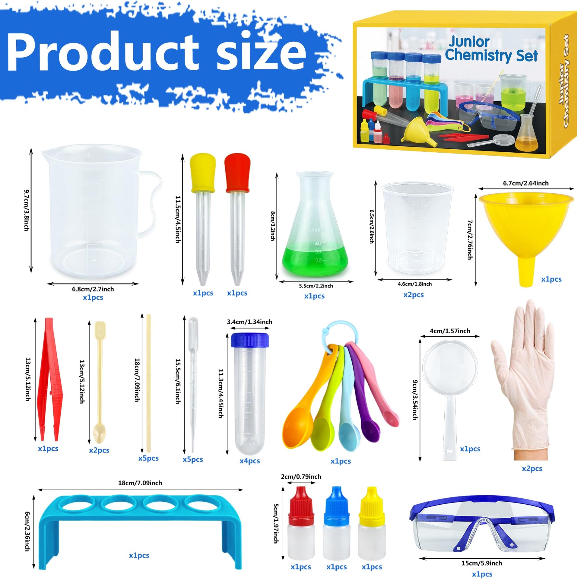 33PCS Plastic Lab Science Experiments Beakers Test Tubes Set