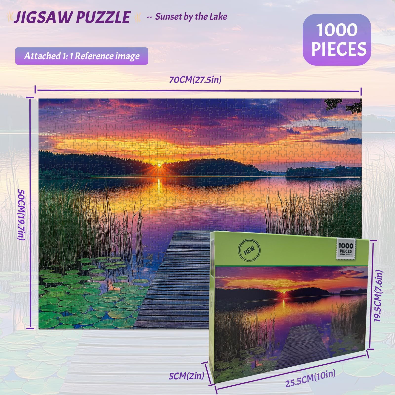 GIVEITALL Jigsaw Puzzle 1000 Pieces for Adults,Scenic Landscape Sunset