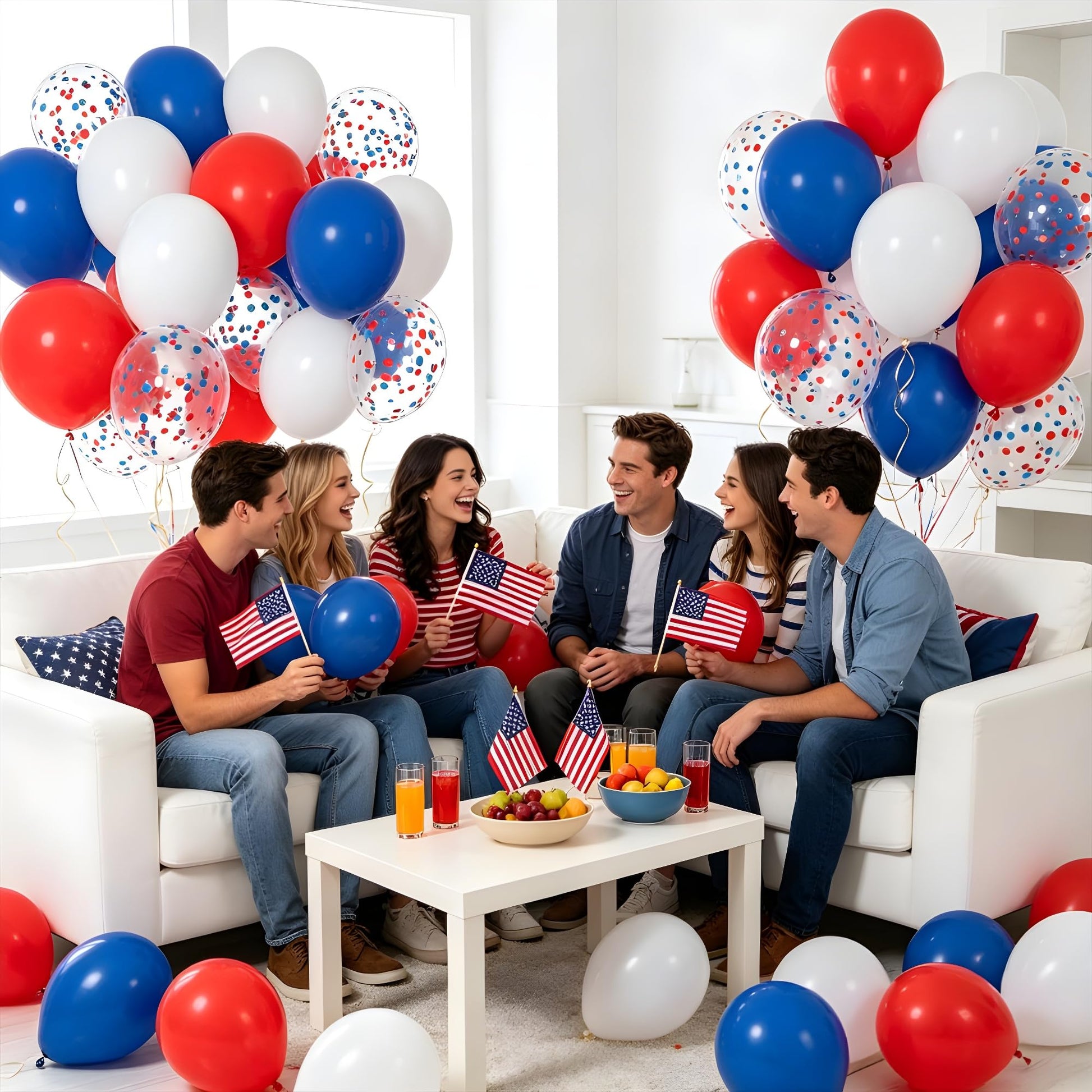 75pcs Red White and Blue Latex Balloons for 4th of July Decorations Independence Day Patriotic Anniversary 250th Memorial Day