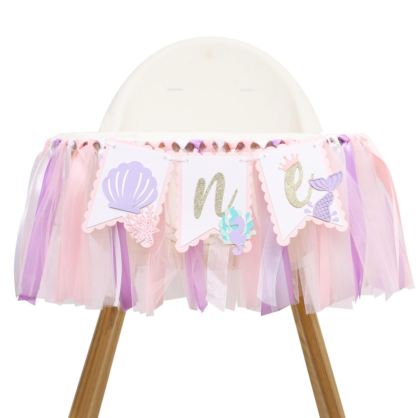 Mermaid 1st Birthday High Chair Banner - Under the Sea First Birthday Party Decoration, Mermaid Theme One Party Banner, Cake Smash Photo Props
