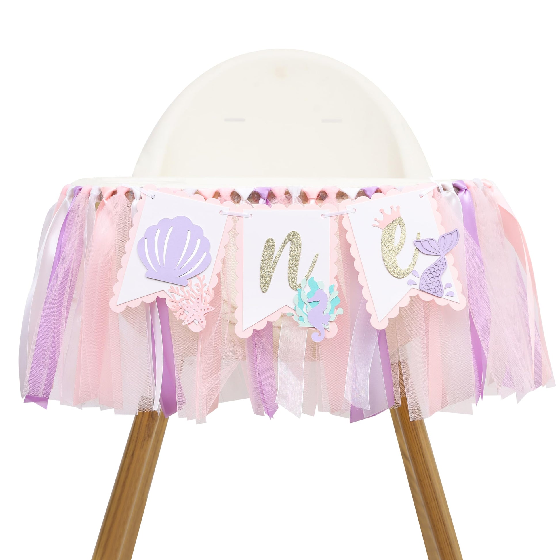 Mermaid 1st Birthday High Chair Banner - Under the Sea First Birthday Party Decoration, Mermaid Theme One Party Banner, Cake Smash Photo Props