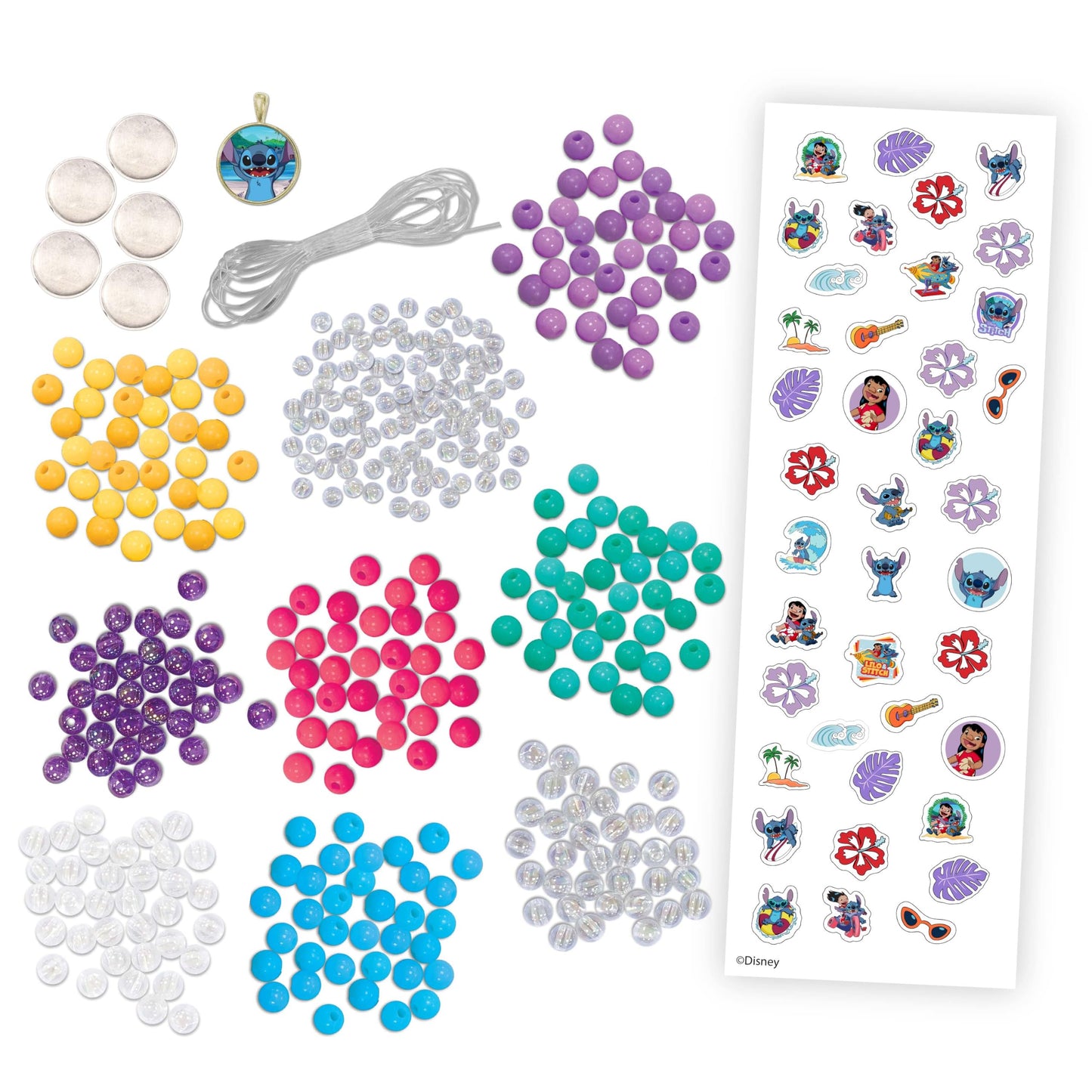 Tara Toys Disney Stitch Charm Bracelet Activity Set - 408-Piece Jewelry Kit for Girls with Beads, Charms & Cords - DIY Friendship Bracelet Craft