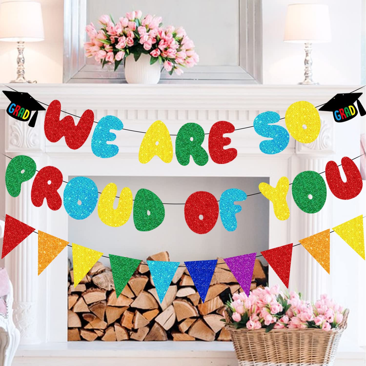 We Are So Proud Of You Banner Kindergarten Grad Banner 2026 Graduation Decorations Glitter Preschool Grad Banner 2026 Kindergarten Congrats Grad Party