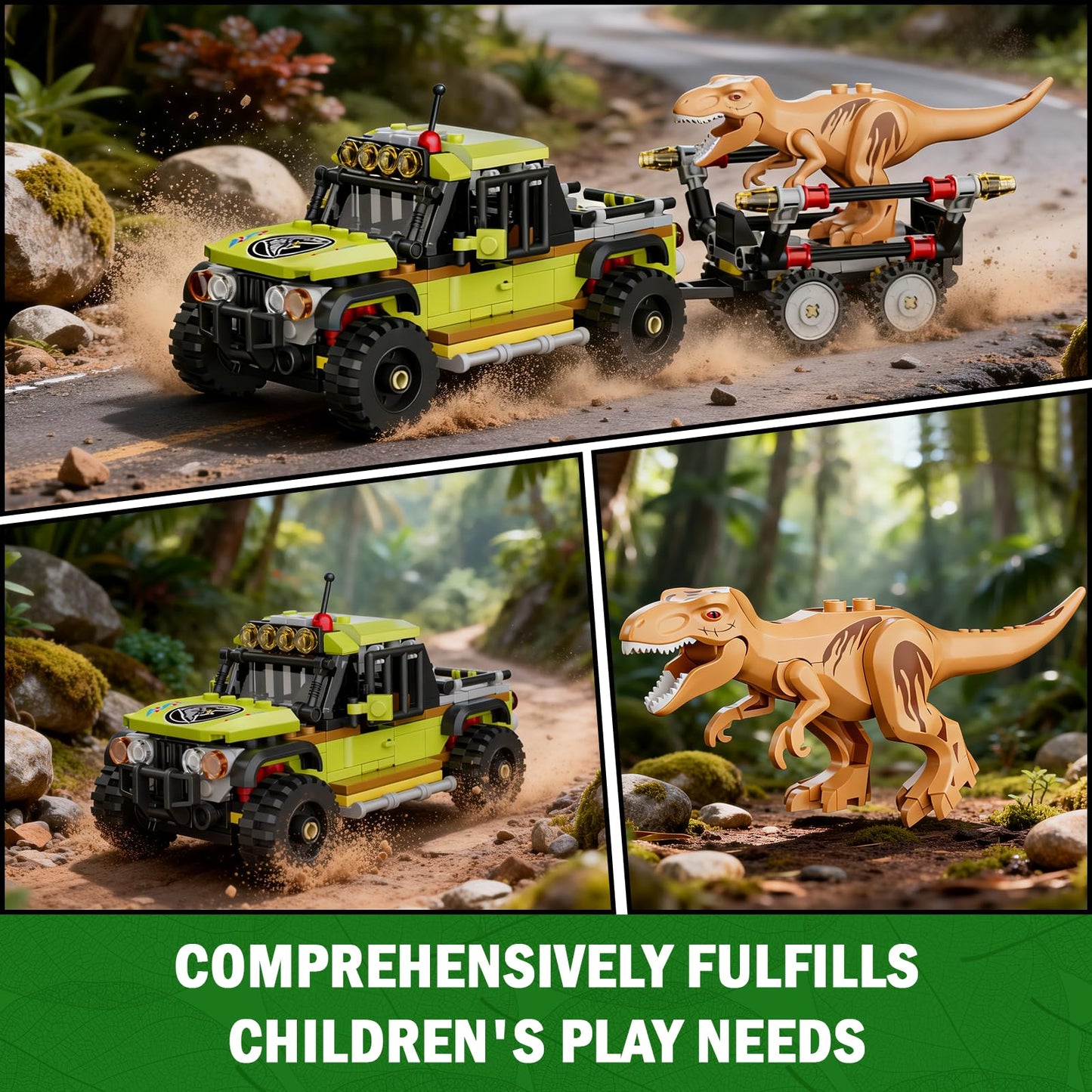 Mould King Pickup Truck Building Blocks with T-Rex Dinosaur, 344 PCS