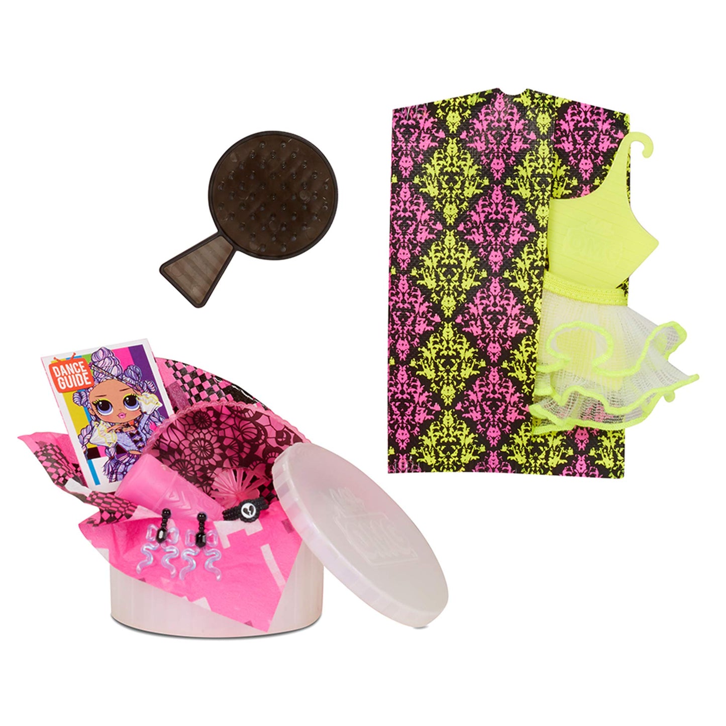 L.O.L. Surprise! OMG Dance Miss Royale Fashion Doll with 15 Surprises Including Magic Black Light, Shoes, Hair Brush, Doll Stand and TV Package - for