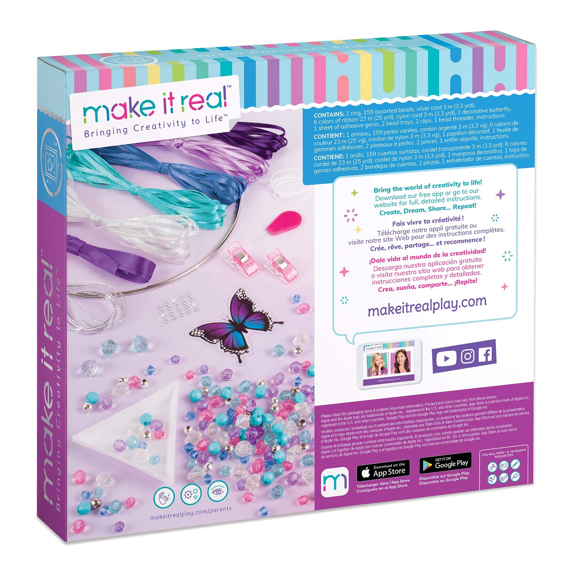 Make It Real: DIY Dreamcatcher - Purple Pink Blue Butterfly, 175 Piece All-in-One DIY Kit, Tweens & Girls, Bedroom Décor, Arts & Crafts, Make