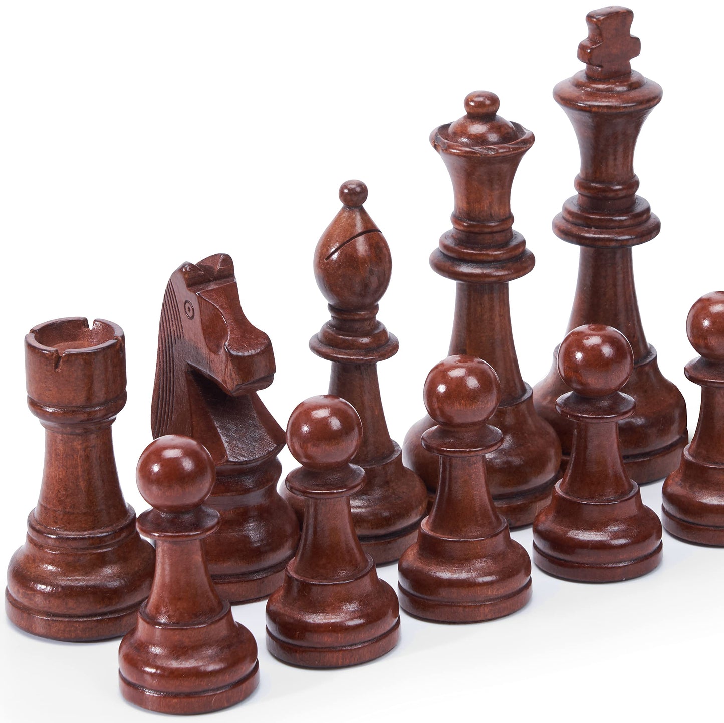 Vamslove Wooden Chess Pieces Large 4.5'' King Set of 32 Luxury Staunton Wood Chessmen for Chess Game Board (Chess Pieces Only), Velvet Storage Bags