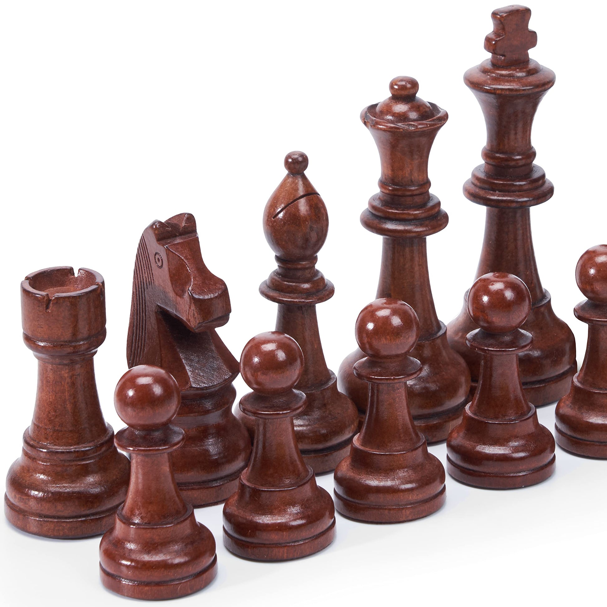 Vamslove Wooden Chess Pieces Large 4.5'' King Set of 32 Luxury Staunton Wood Chessmen for Chess Game Board (Chess Pieces Only), Velvet Storage Bags