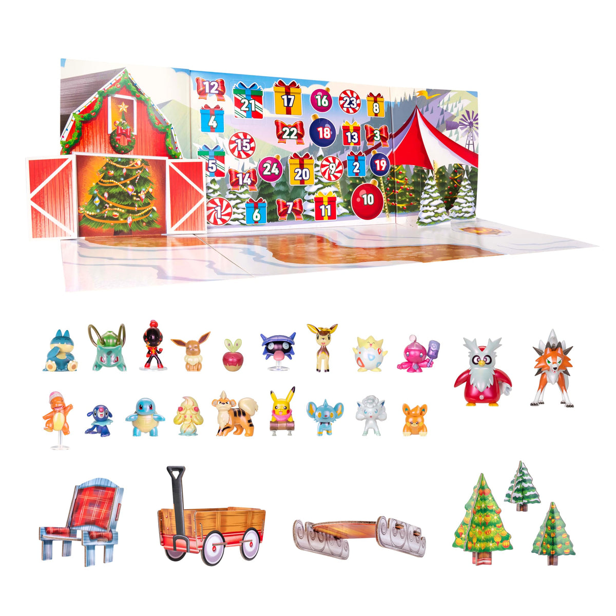 Pokémon Deluxe X-mas Advent Calendar 2025 PKW4117 - Multicoloured - Includes 24 Christmas Themed Fighting Figures + 4 Accessories - Official Pokemon