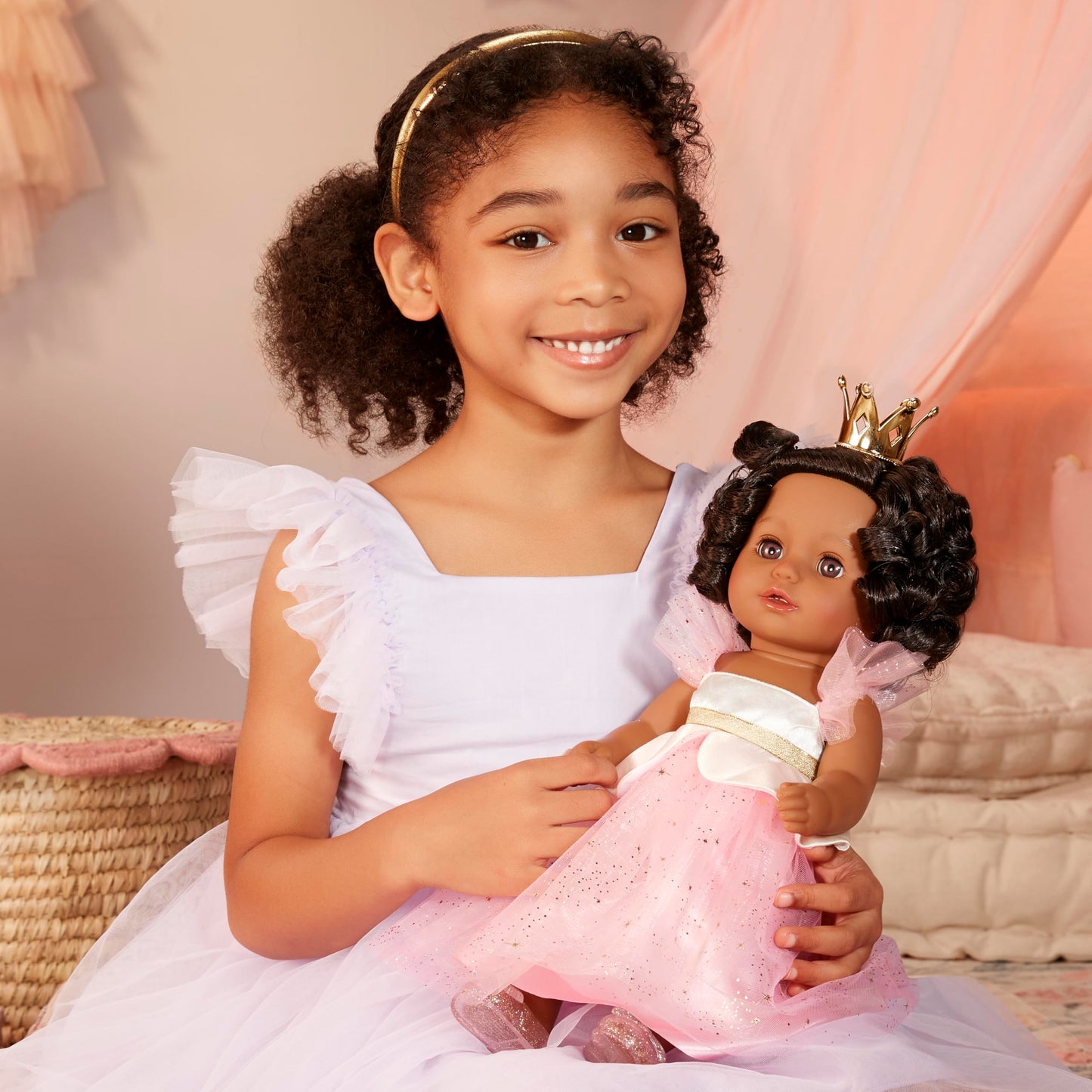Baby born Princess Baby Doll Harper - Black Hair, Dark Brown Eyes: Realistic Features for Kids Ages 3 & Up, Rooted Hair, Eyes Open & Close