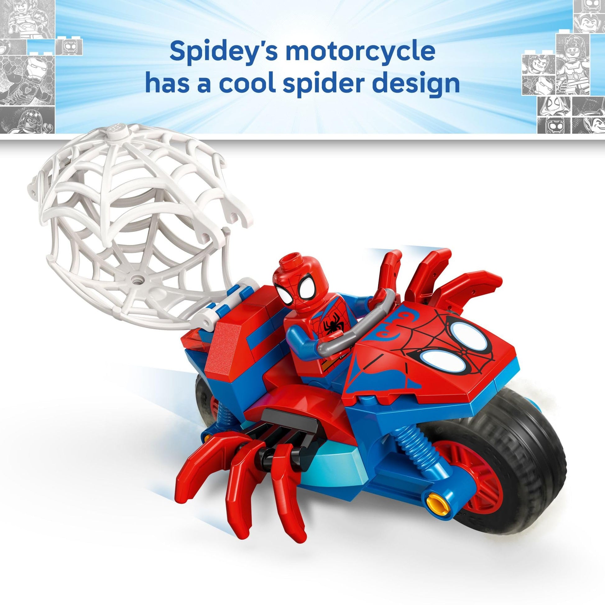 LEGO Marvel Spidey and His Amazing Friends Spidey on his Motorcycle vs. Rhino Building Toy for Kids - Super Hero Pretend Playset for Preschool Boys