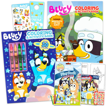 Bluey Coloring and Activity Book Set - Bundle for Kids with Coloring Pages, Activity Sheets, Play Pack, Stickers, Game, Puzzles, More | Bluey Coloring