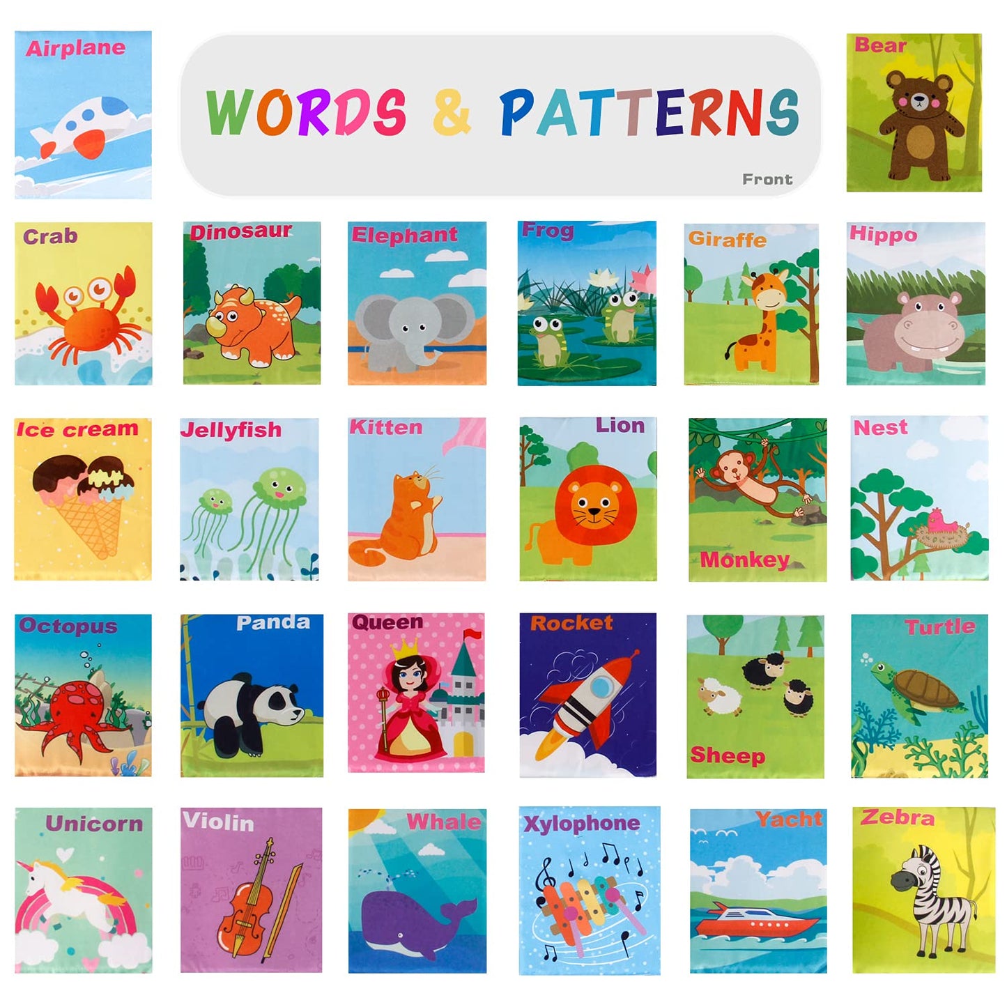 Mini Tudou Baby Alphabet Flash Cards Soft, ABC Learning Toys 26 PCS Age 0-3