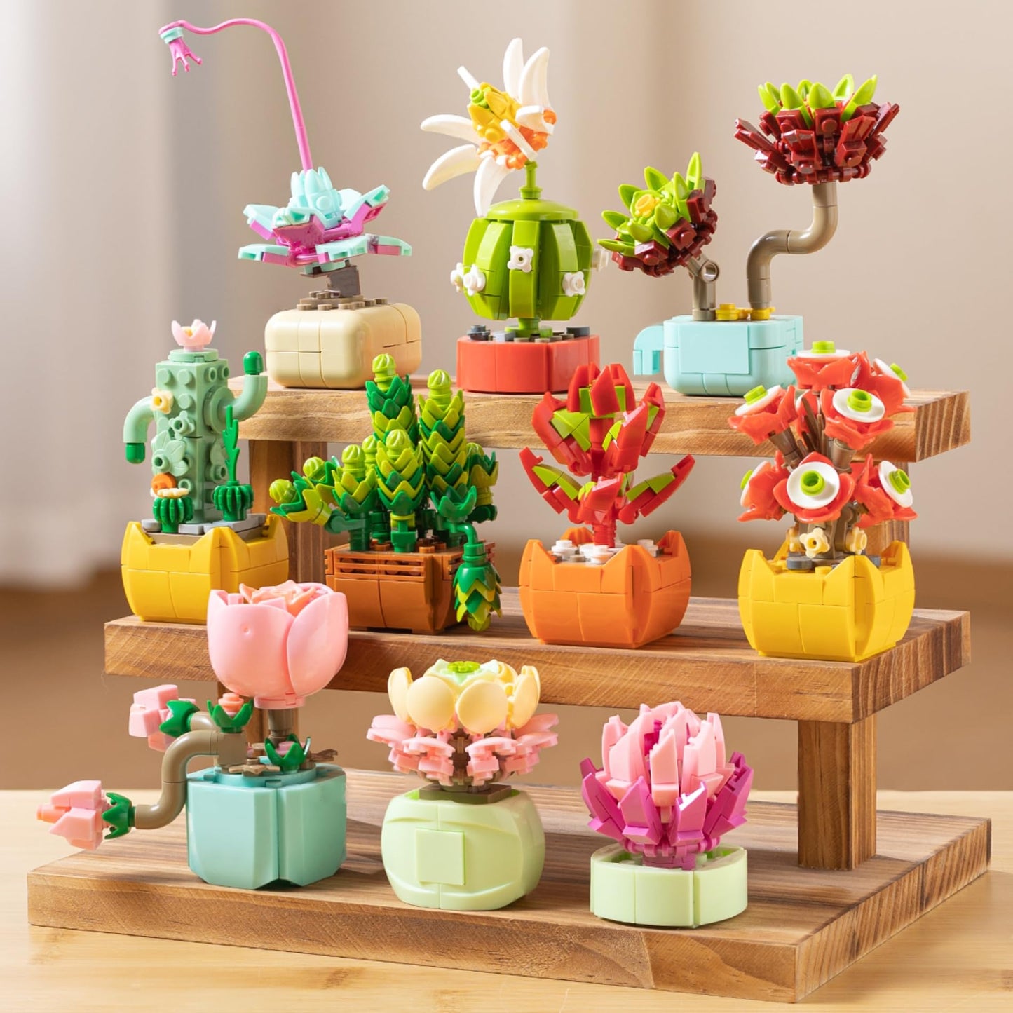 Sawaruita 10 Pack Succulent Mini Plant Building Blocks Set for Adults