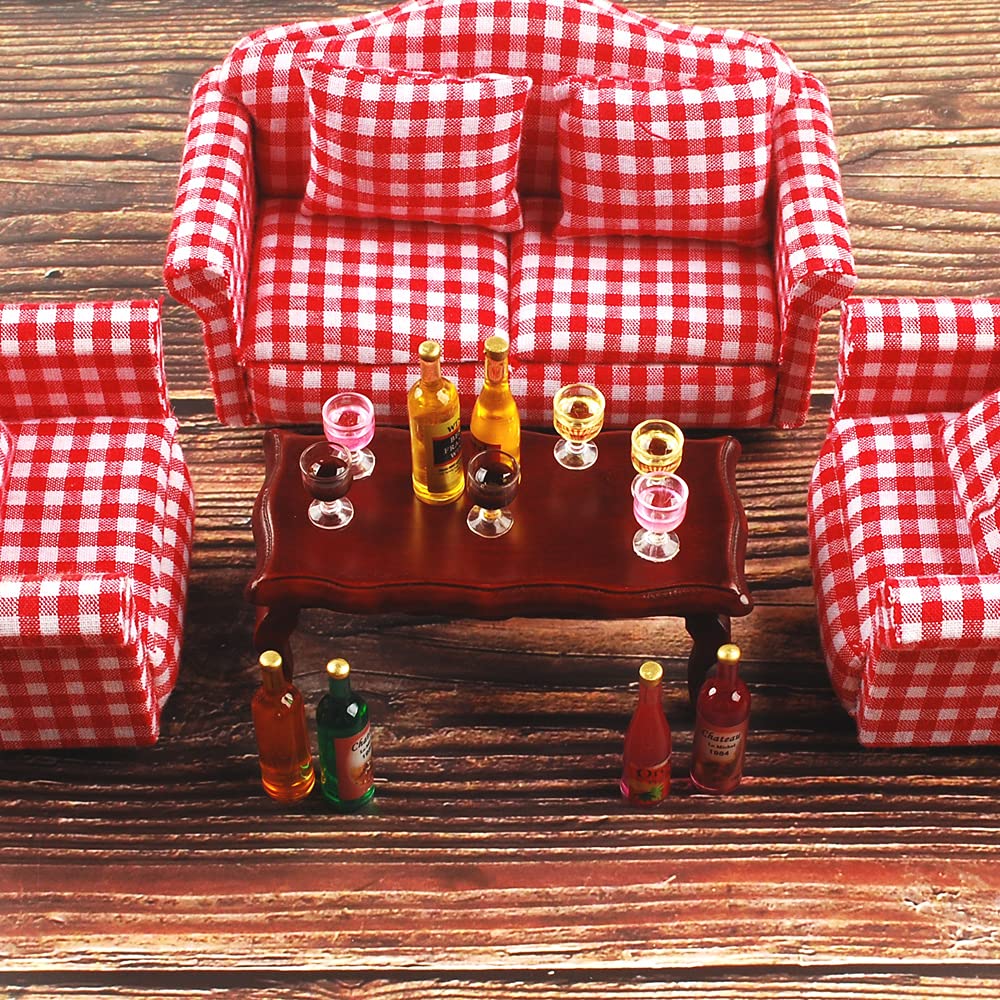 NWFashion 18PCS Plastic Mini Red Wine Cup Bottle Doolhouse Kitchen Accessories