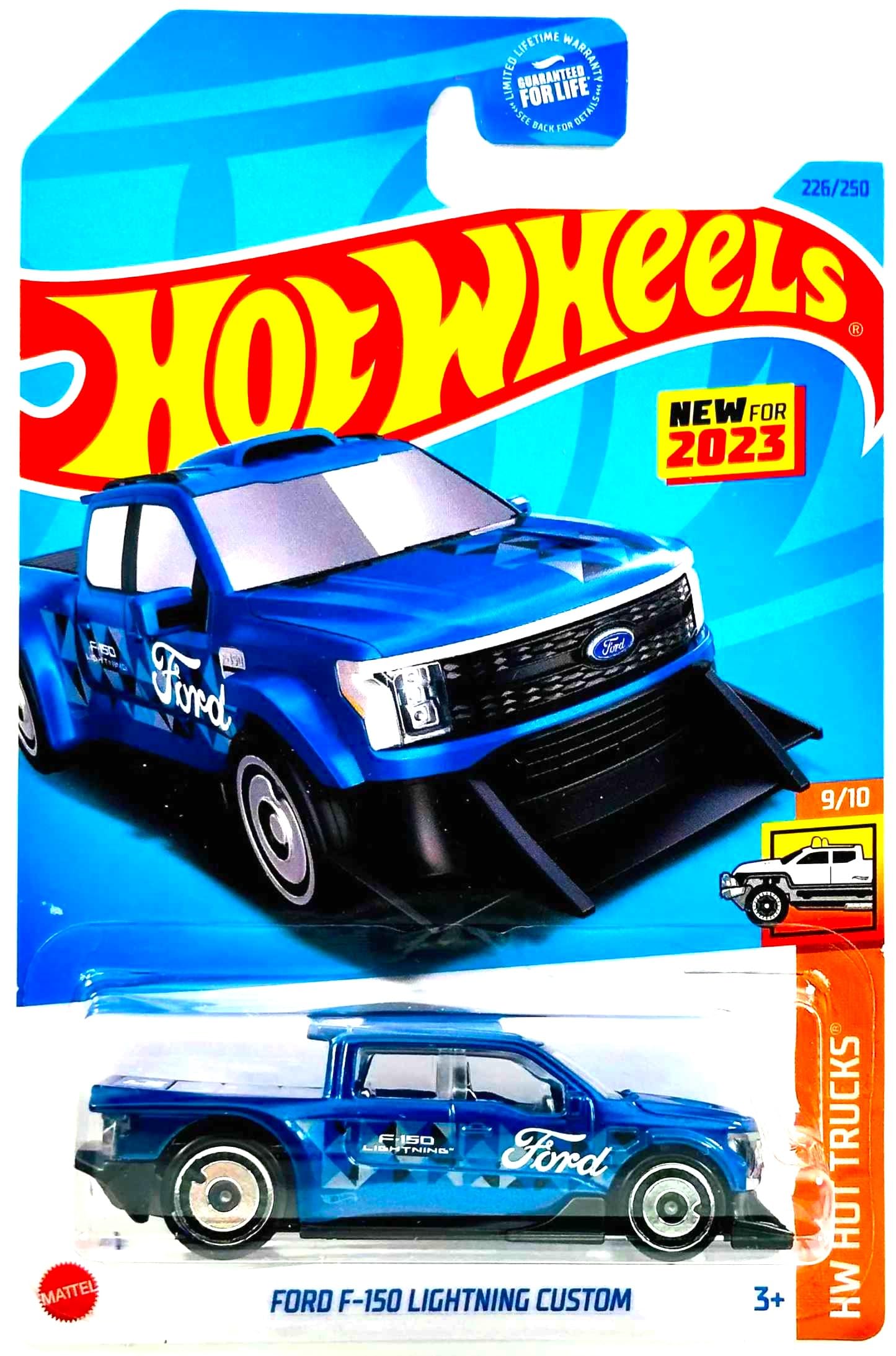 Hot Wheels Ford F-150 Lightning Custom Truck 226/250 New for 2023 9/10, Blue