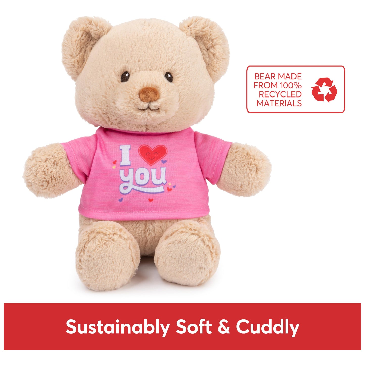 GUND Sustainably Soft “I’ Love You” 12-Inch Bear with Pink T-Shirt, Ages 0+