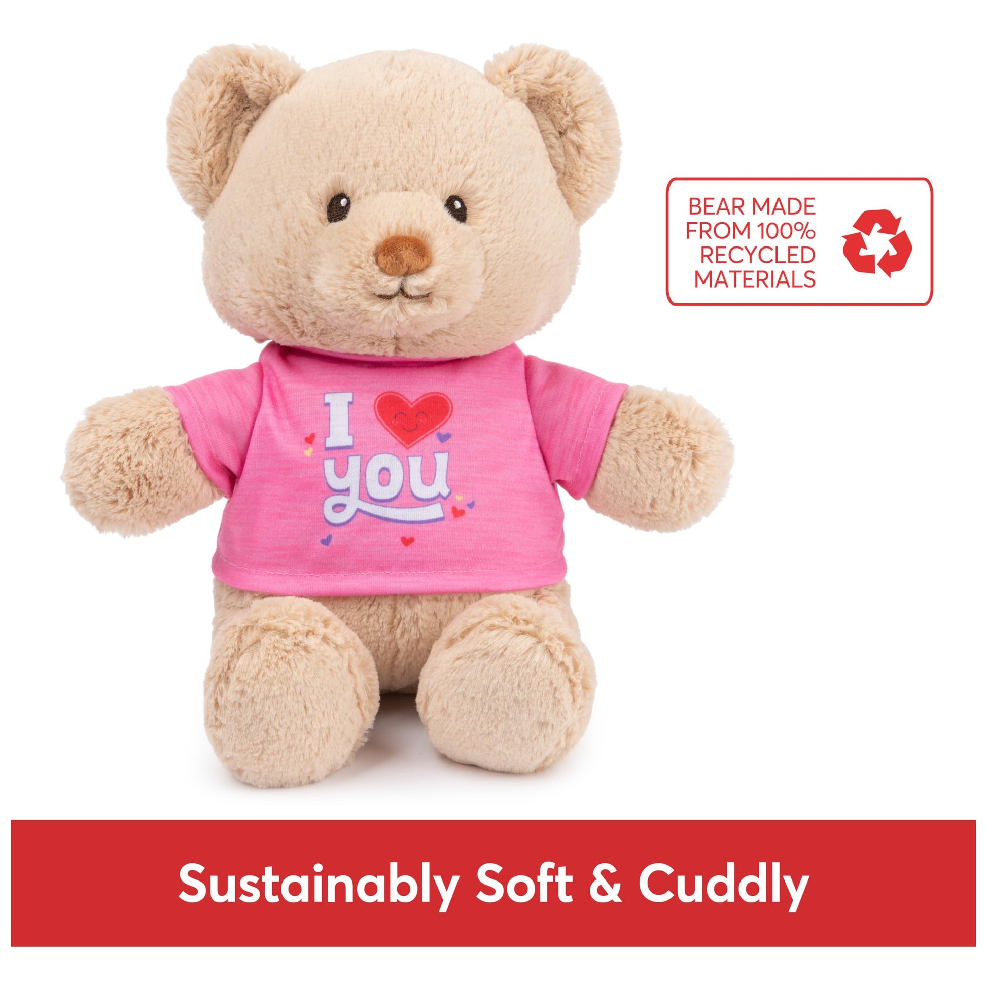 GUND Sustainably Soft “I’ Love You” 12-Inch Bear with Pink T-Shirt, Ages 0+