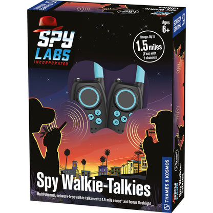 Spy Labs Inc: Spy Walkie-Talkies by Thames & Kosmos | 2 Hand-held, 2-way Transceivers & Flashlight | 3 Channels, 1.5 Mile Range | Essential Tool from