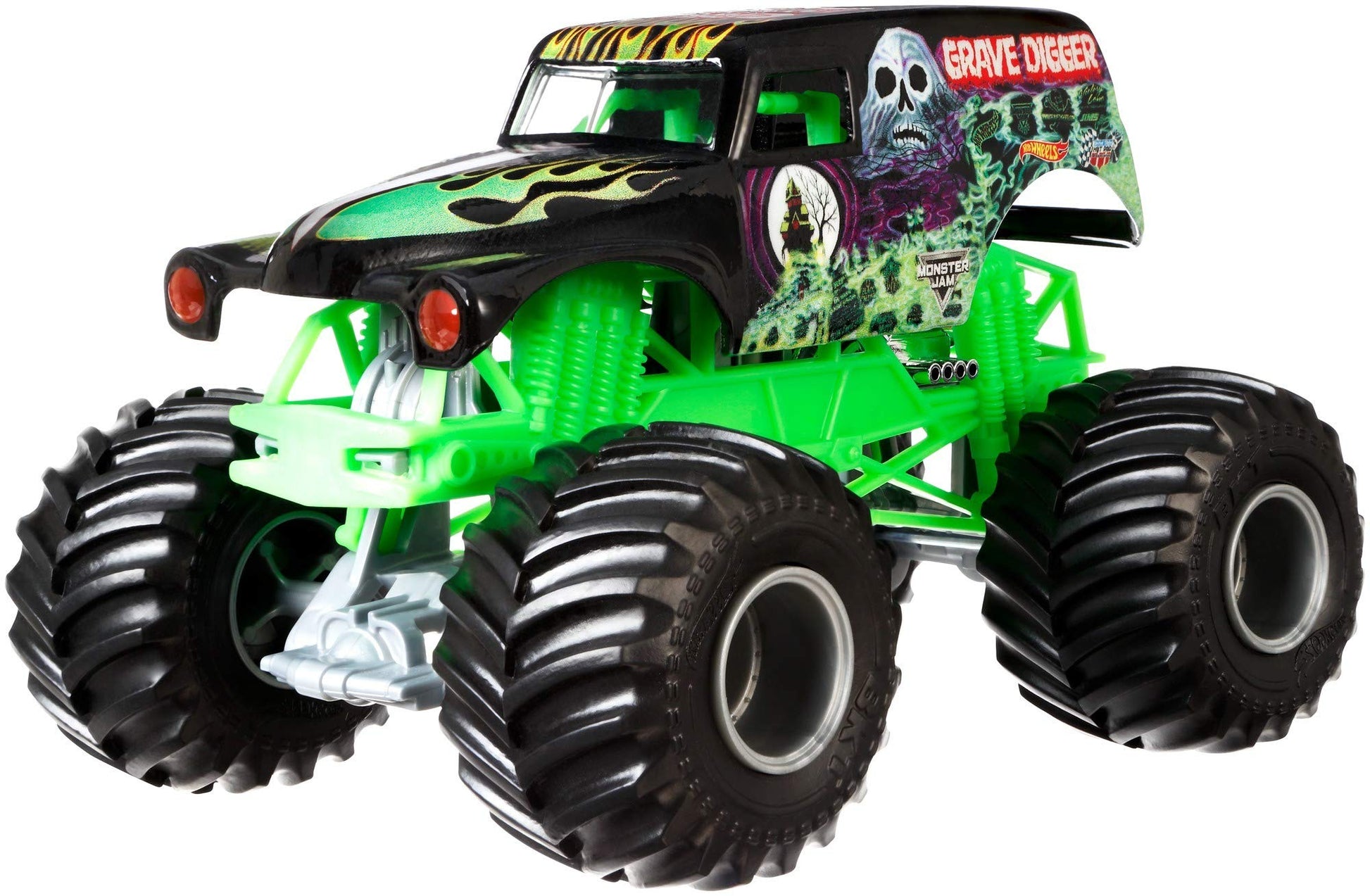 Hot Wheels Monster Jam Grave Digger Die-Cast Vehicle, 1:24 Scale, Black and Green