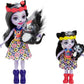 Mattel Enchantimals Family Set with 2 Sister Small Dolls & 2 Animal Figures, Sage (6-inch) & Sabella (4-inch) Skunk Dolls in Removable Skirts &