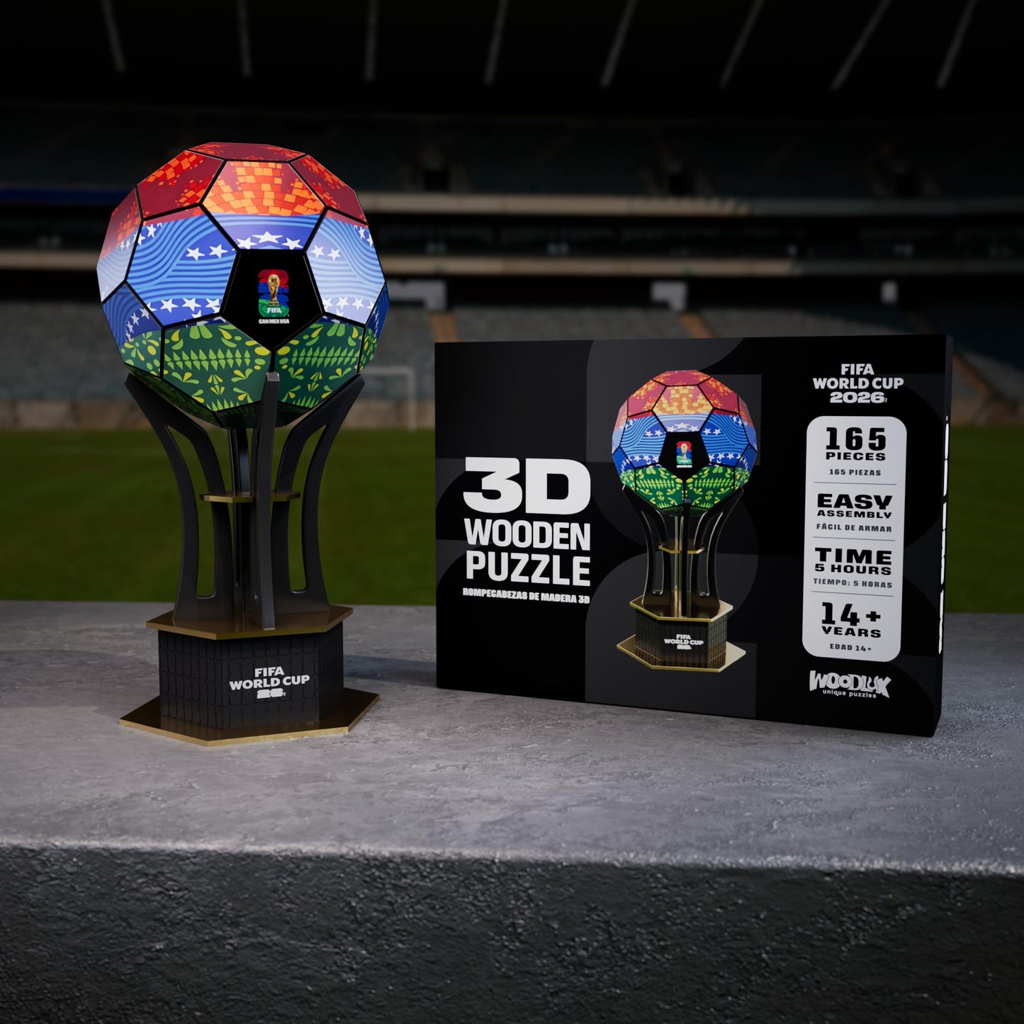 Official FIFA World Cup 2026 Trophy Building Set - 3D Wooden Trophy Puzzle, 165-Piece DIY Building Model Craft Kit, Collectible Sports Decor & Gift