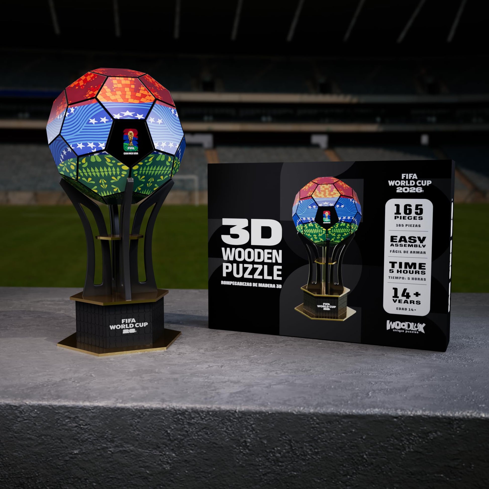 Official FIFA World Cup 2026 Trophy Building Set - 3D Wooden Trophy Puzzle, 165-Piece DIY Building Model Craft Kit, Collectible Sports Decor & Gift