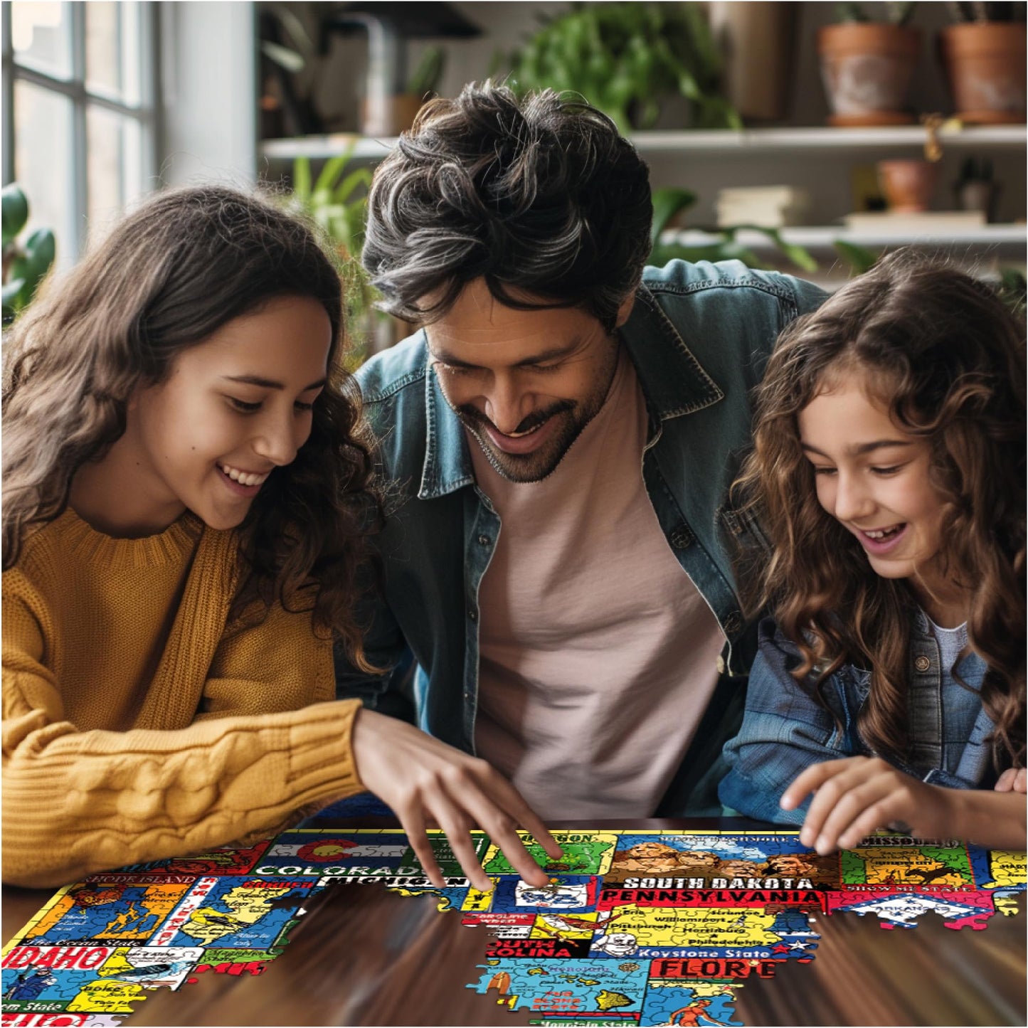 White Mountain 1000 Piece Jigsaw Puzzle, State Travel Stickers