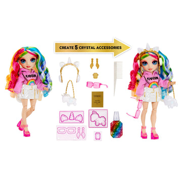 Rainbow High Creative Crystals Amaya - Rainbow 11” Fashion Doll with Crystal Accessory Make It Kit, Ring for You, DIY, Crafts, Resin Play, Kids Gift