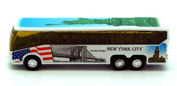 NYC Diecast Coach Bus 6" - Statue of Liberty, Empire State Building, Freedom Tower