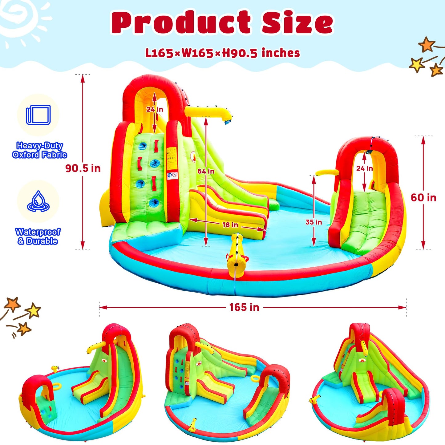 WELLFUNTIME Kids Inflatable Water Slide Park with Blower