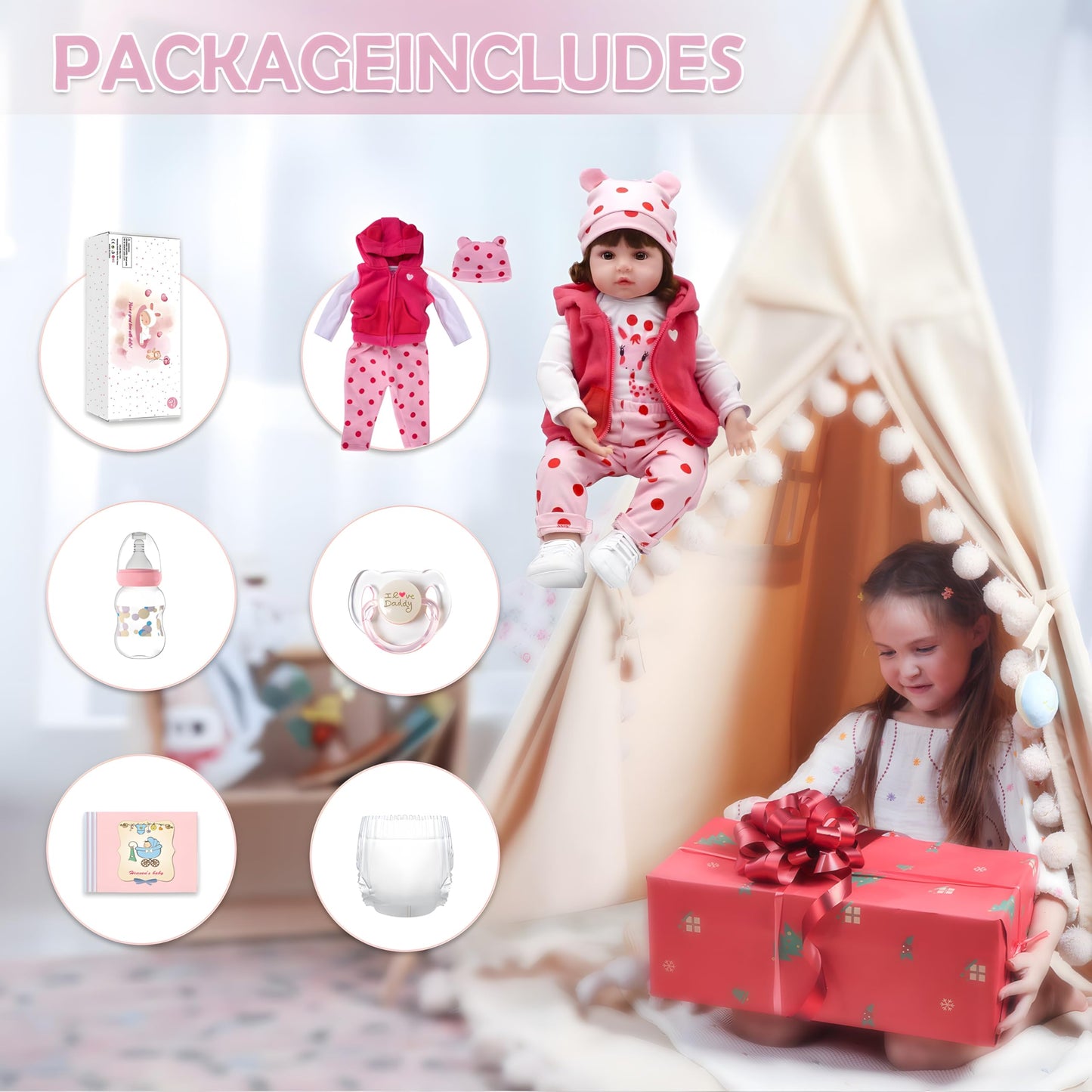 CHAREX Realistic Baby Doll - Reborn Baby Dolls Girl 18 inch Lifelike Newborn Baby Real Life Baby Dolls Reborn Toddler with Full Set Accessories