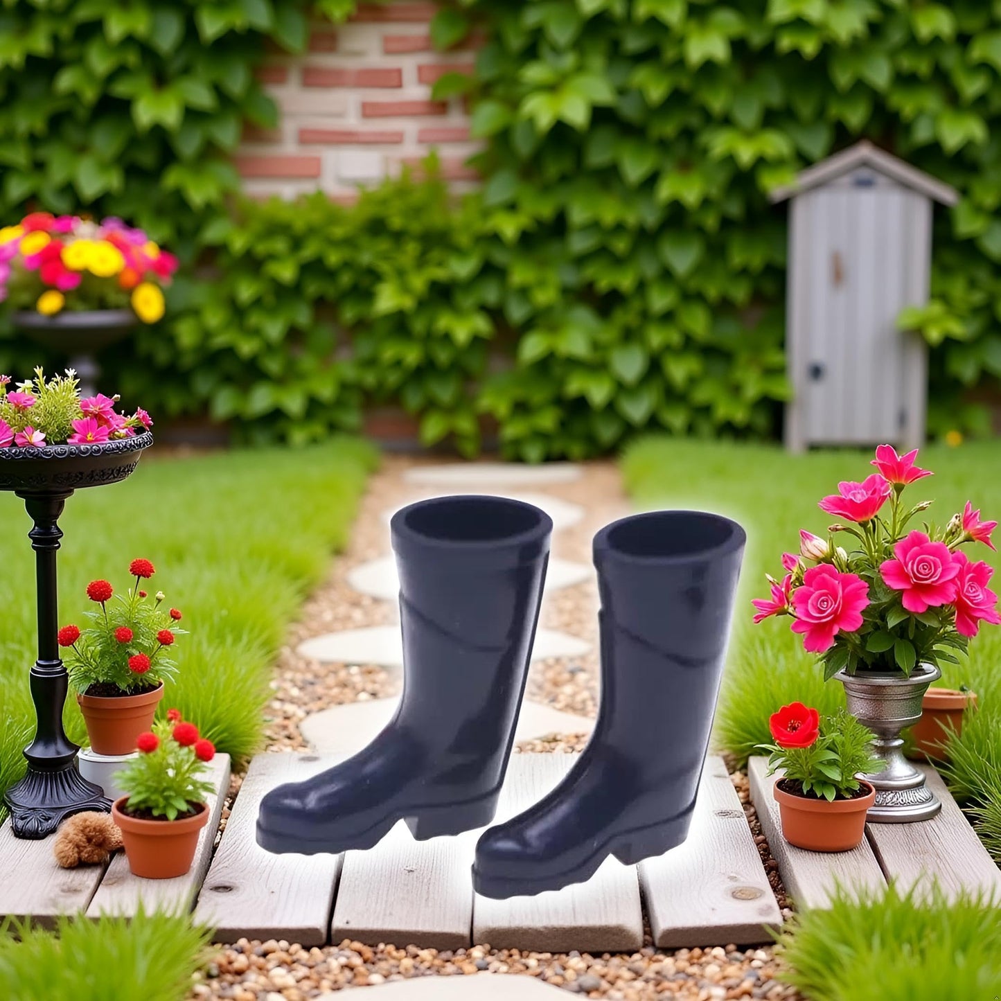 1Pair Black 1/12 Miniature Rubber Boots Dollhouse Garden Accessories?Dollhouse Accessories?Dollhouse Accessories